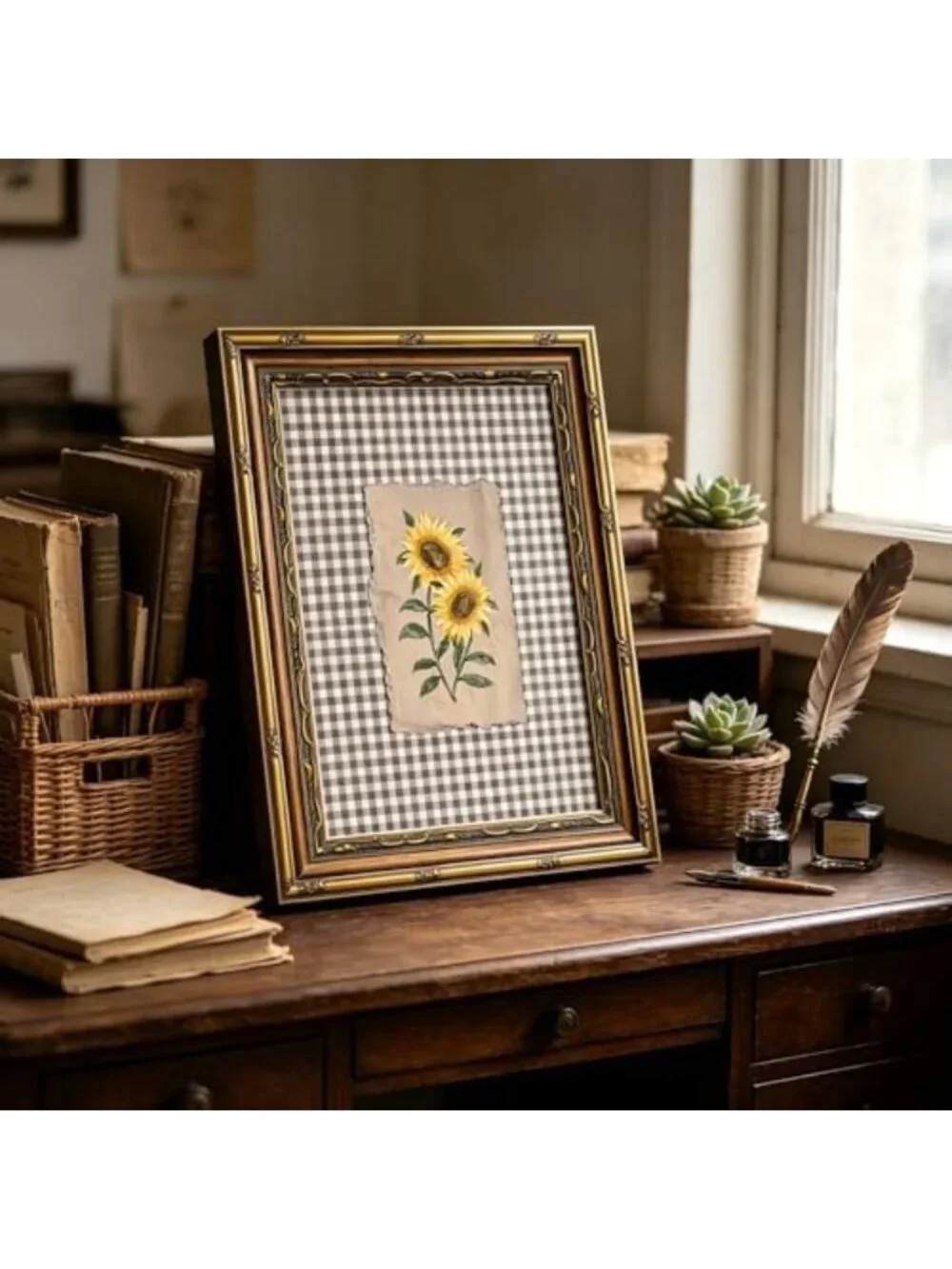 Rustic Vintage Sunflower Canvas Wall Art - Floral Print for Farmhouse Decor